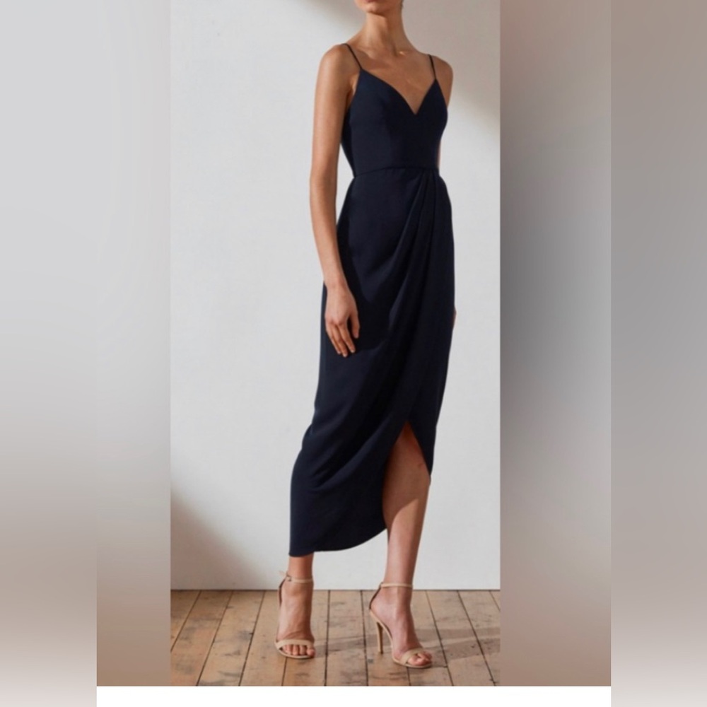 NWT Shona Joy Draped Cocktail Dress Navy Size 4